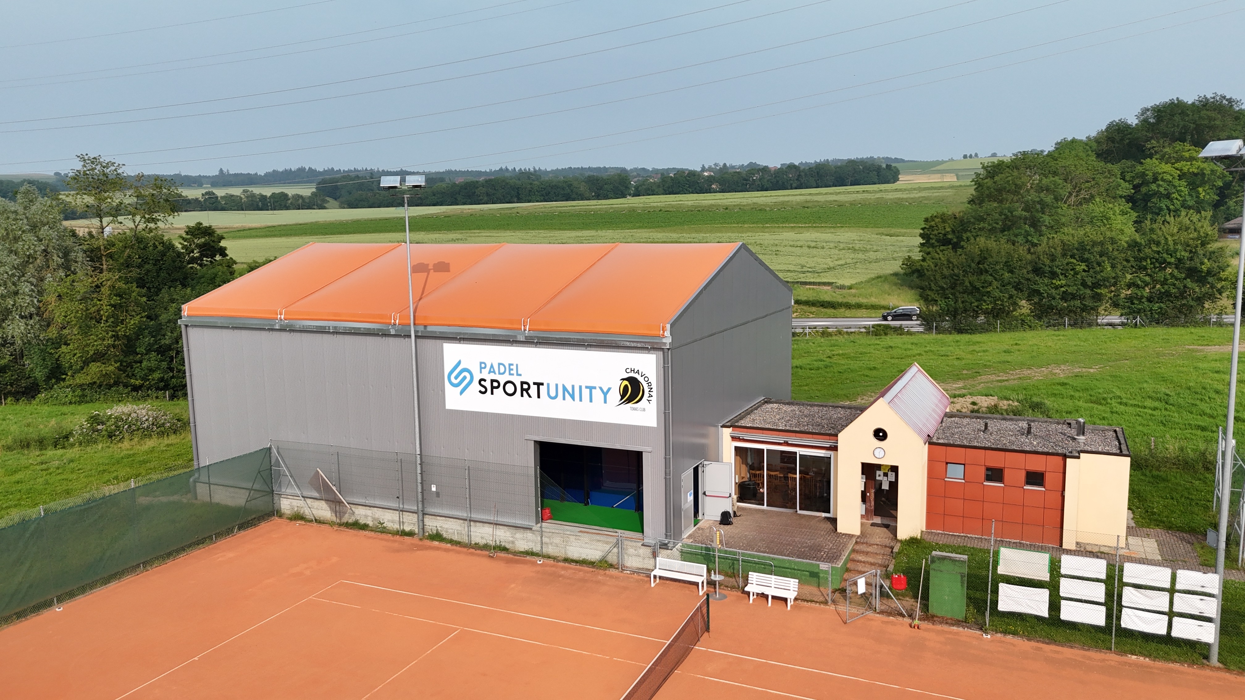 Sportunity Sport Center Chavornay — terrain de padel terminé, vue aérienne
